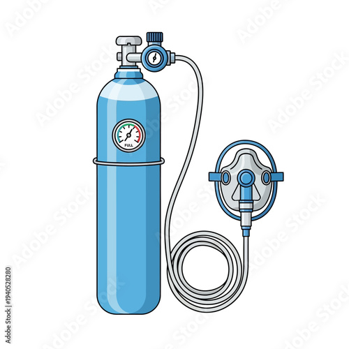 Medical Oxygen Cylinder with Mask and Tube - Resuscitation and Breathing Support Equipment