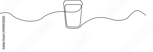 Illustration of minimalist one line drawing of a coffee cup