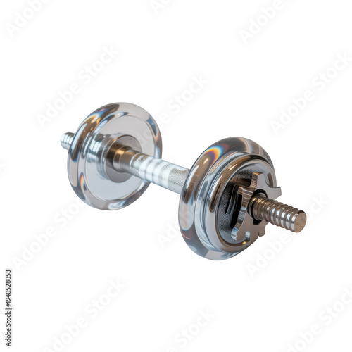 Chrome dumbbell isolated on transparent background