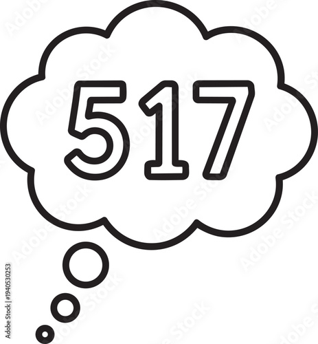Thinking cloud bubble with math numbers outline icon representing mental calculation memory recall counting and logical intelligence