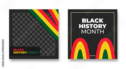 Black History Month. Red, yellow and green wave element social media design, African - American celebration