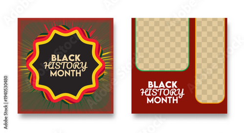 Black History Month. African - American story, colorful retro style social media template design