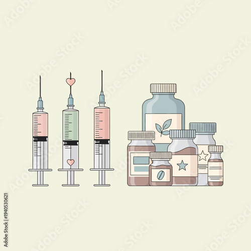 Medical Syringes and Pharmaceutical Bottles Collection