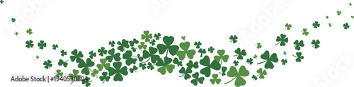 Green shamrock clover leaves wave border vector illustration for St Patricks Day