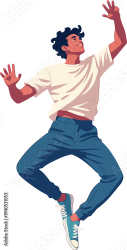 ragazzo uomo o donna che salta felice gioia improvvisa illustrazione vettoriale 