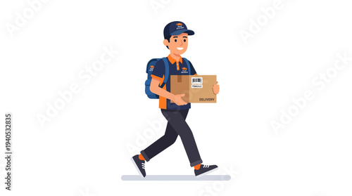 Delivery Man Walking with Package.