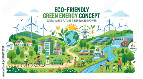 Sustainable Green Energy Concept Illustration.