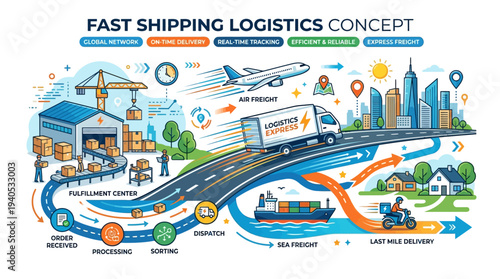 Logistics Concept with Transportation Modes and Infrastructure.