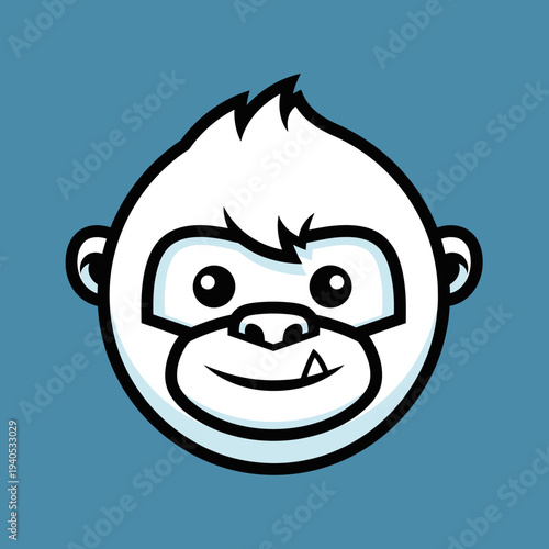 Cute white yeti cartoon character with big eyes and a friendly smile