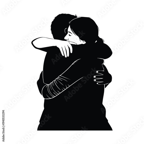 Loving couple embracing warmly in tender moment of affection