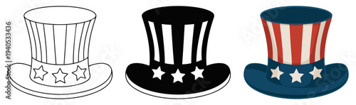 patriotic top hat usa independence icon