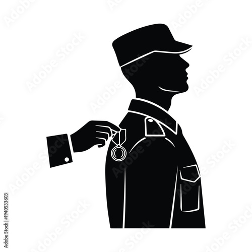 Soldier receiving medal for bravery and honor in military service