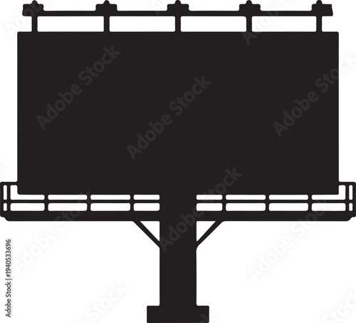 Black silhouette of a large outdoor billboard sign on a white background advertising blank de