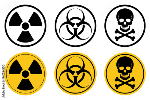 radiation biohazard toxic hazard icon set