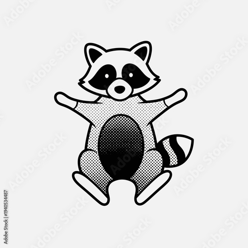 Cute Raccoon Character Wearing a T-shirt, Funny Animal Illustration, Vector Art