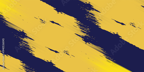 Abstract yellow-blue frame on a dark background. Sporty design in grunge style. Illustration for sports, athletics, training, workout
