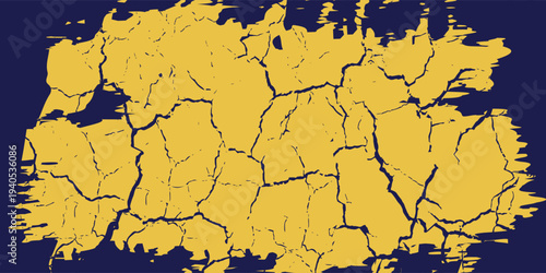 Abstract yellow-blue frame on a dark background. Sporty design in grunge style. modern