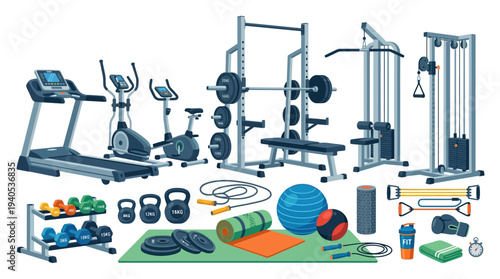 Gym Equipment and Fitness Accessories Collection.