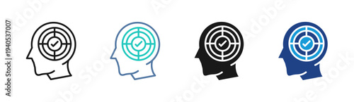 Target Mind icon set multiple style collection