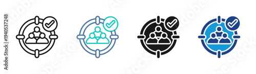 Target Audience icon set multiple style collection