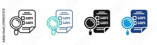 Report Review icon set multiple style collection