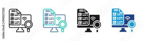 Survey Monitoring icon set multiple style collection