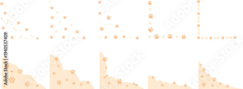 Pet Paw Corner Frame Set Cute Dog and Cat Border Collection