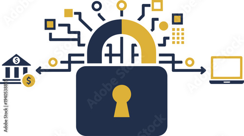 Digital security lock with data flow for finance