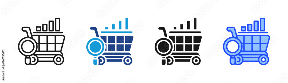 Fototapeta premium Market Cart icon set multiple style collection