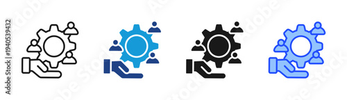 Team Process icon set multiple style collection