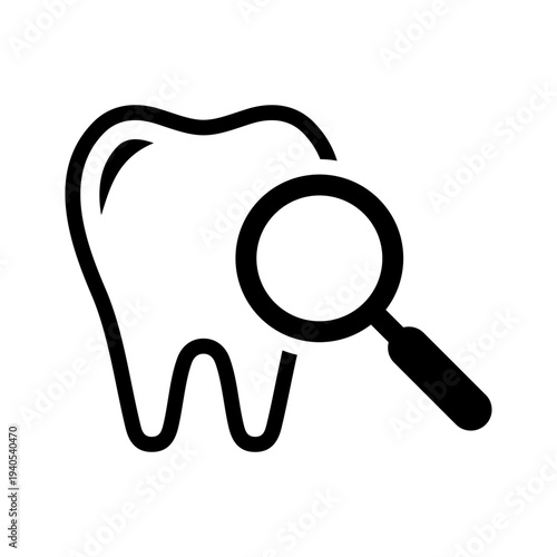 Dental check up icon. Hygiene appointment. Dental care. Healthy teeth. Tooth enamel. Vector icon isolated on white background.