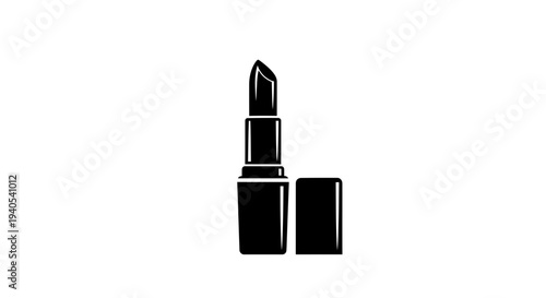 Black lipstick with cap removed on white background.