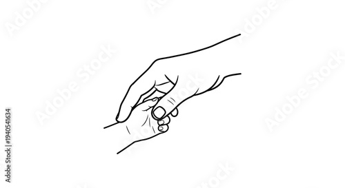 Simple line drawing of two hands holding each other in a gesture of support and solidarity.