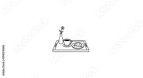 Simple line drawing of a traditional Arabic hookah on a tray.