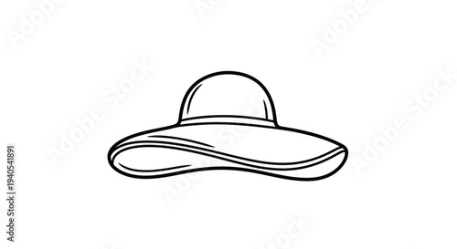Simple black and white line drawing of a hat.