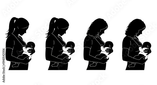 Abstract representation of three identical white figures on a black background