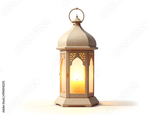 Illuminated ornate lantern with flickering candle, casting warm light