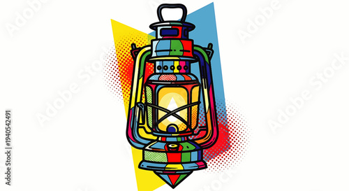 Vibrant Eid Mubarak lantern with Happy Eid al-Fitr 2026 wishes, vector illustration of colorful lantern