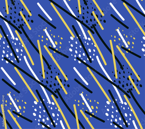 Hand drawn abstract seamless pattern colorful background. Vector.