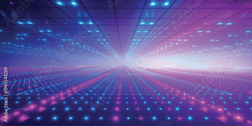 Abstract Cyberpunk Digital Grid Perspective Background