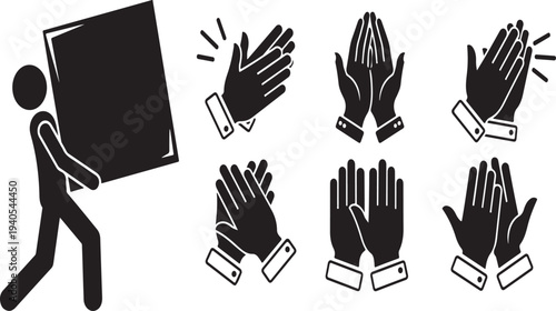 Businessman hands gesturing in various professional communication style