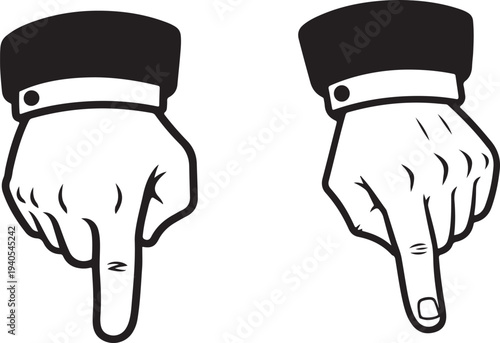 Pointing hand with cuff and button indicating direction or selection