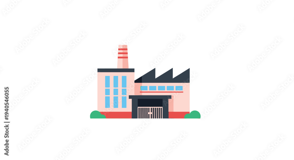 Fototapeta premium A cartoon illustration of a factory building.