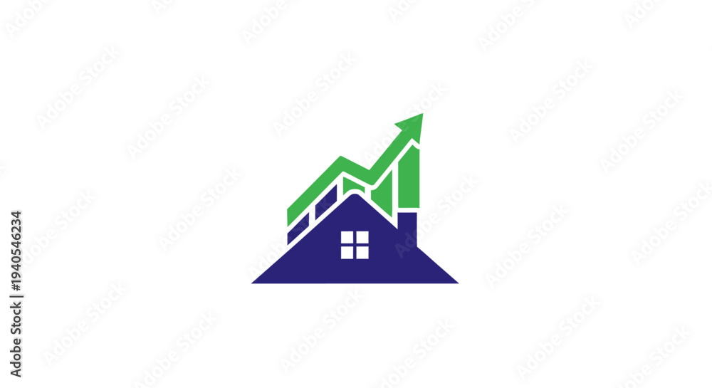 Obraz premium A house with a green growth graph.