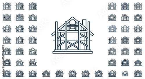 Collection of various house and building icons.