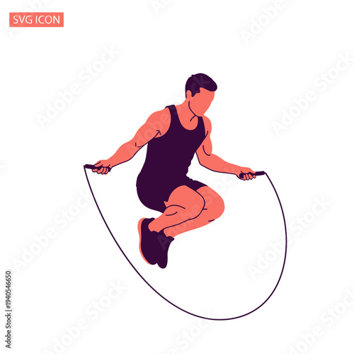 Man jumping rope, fitness exercise, cardio workout, healthy lifestyle, athlete training