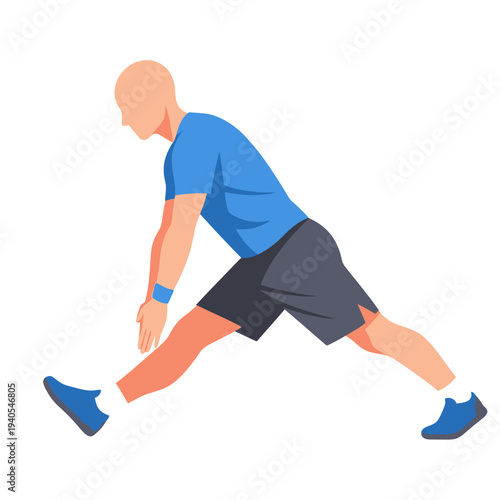 Man Stretching Legs Exercise, Fitness, Workout, Healthy Lifestyle, Sports Concept