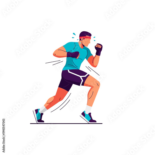 Young Man Running with Intensity, Fitness and Sports Concept