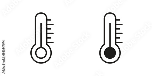 Temperature icon in black line style set. logotype designs