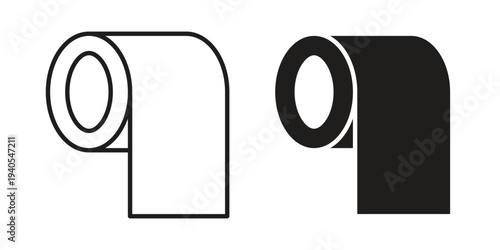 Toilet Paper icon in black line style set. logotype designs